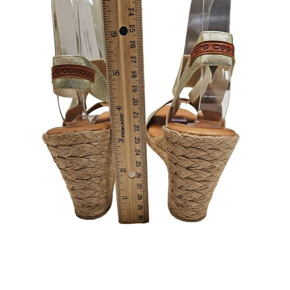 Andre Assous Allison Wedge Sandals Espadrille Gold Metallic Leather Womens 9-9.5 - Picture 7 of 13